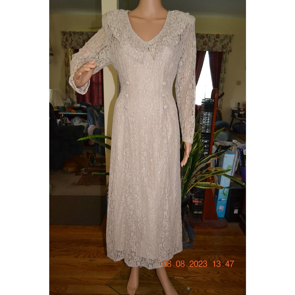 Vintage Dawn Joy Lace dress with slip (10)